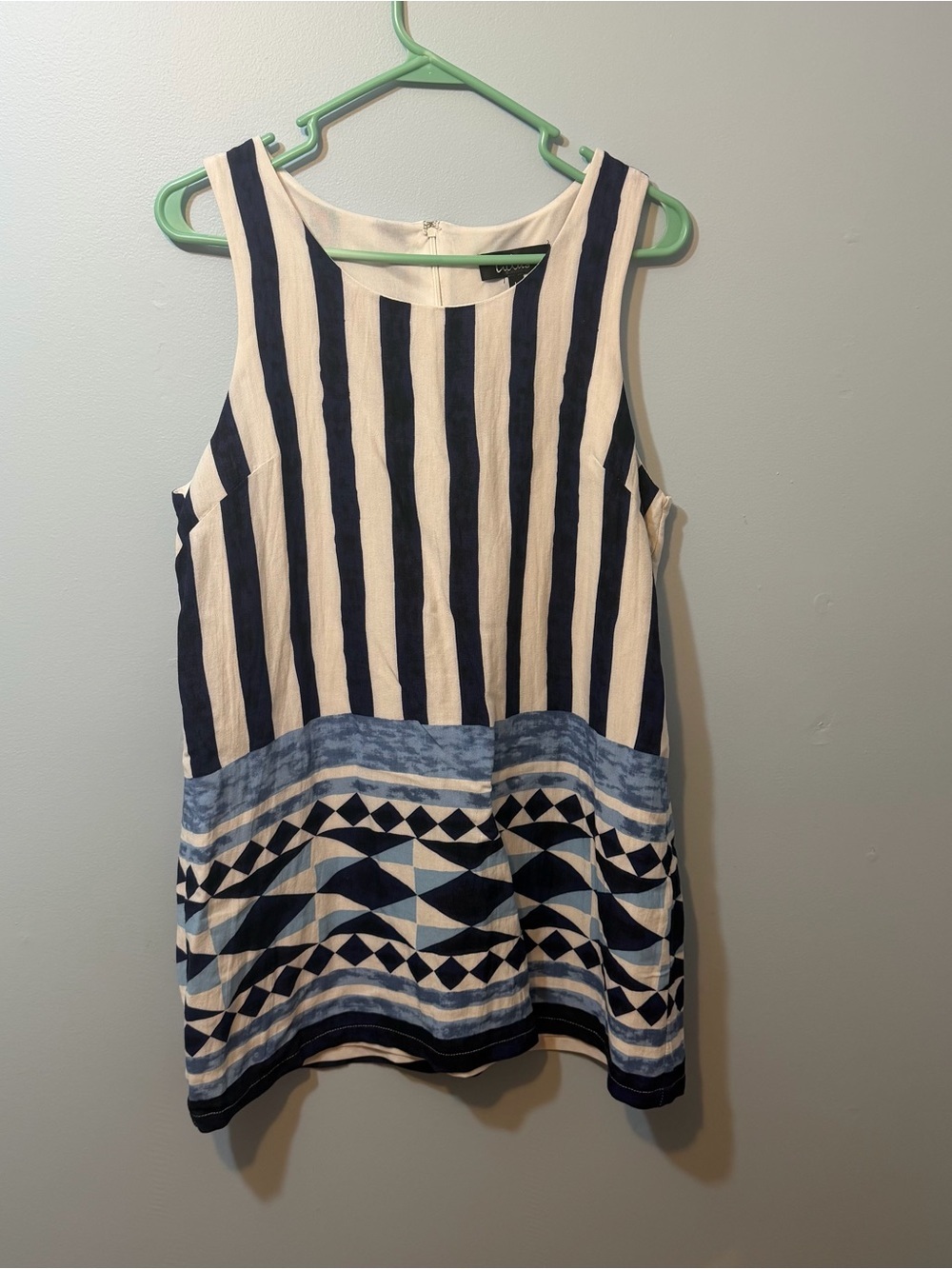 Lulu's Navy and White Striped Mini Dress with Geometric Hem